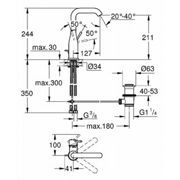 Grohe Essence New 1-gats wastafelkraan Supersteel