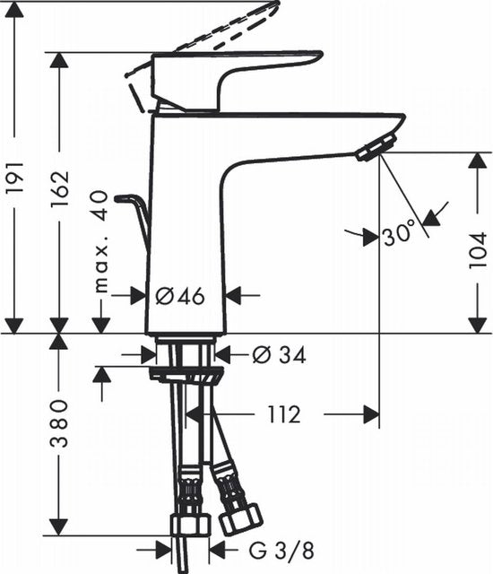 Hansgrohe Talis E 110 CoolStart Wastafelkraan Mat Zwart