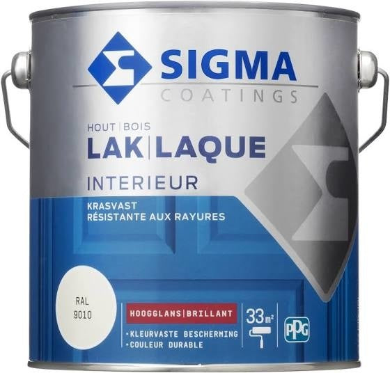 Sigma lak interieur hoogglans RAL 9010 2,5L