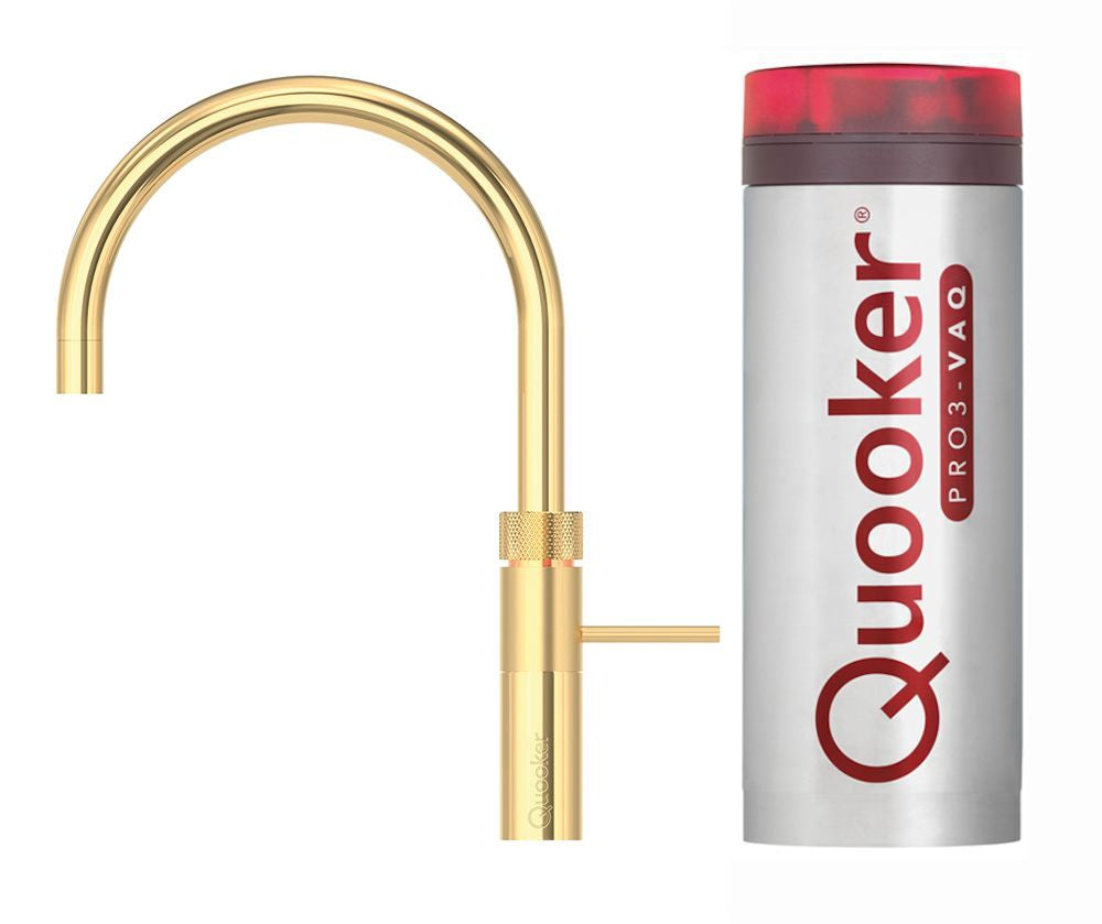 Quooker Fusion round met PRO3 boiler met PRO3 boiler 3-in-1 kokend water kraan Goud