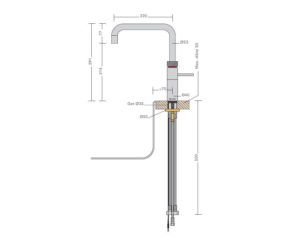 Quooker Fusion square met COMBI boiler 3-in-1 kokend water kraan Goud