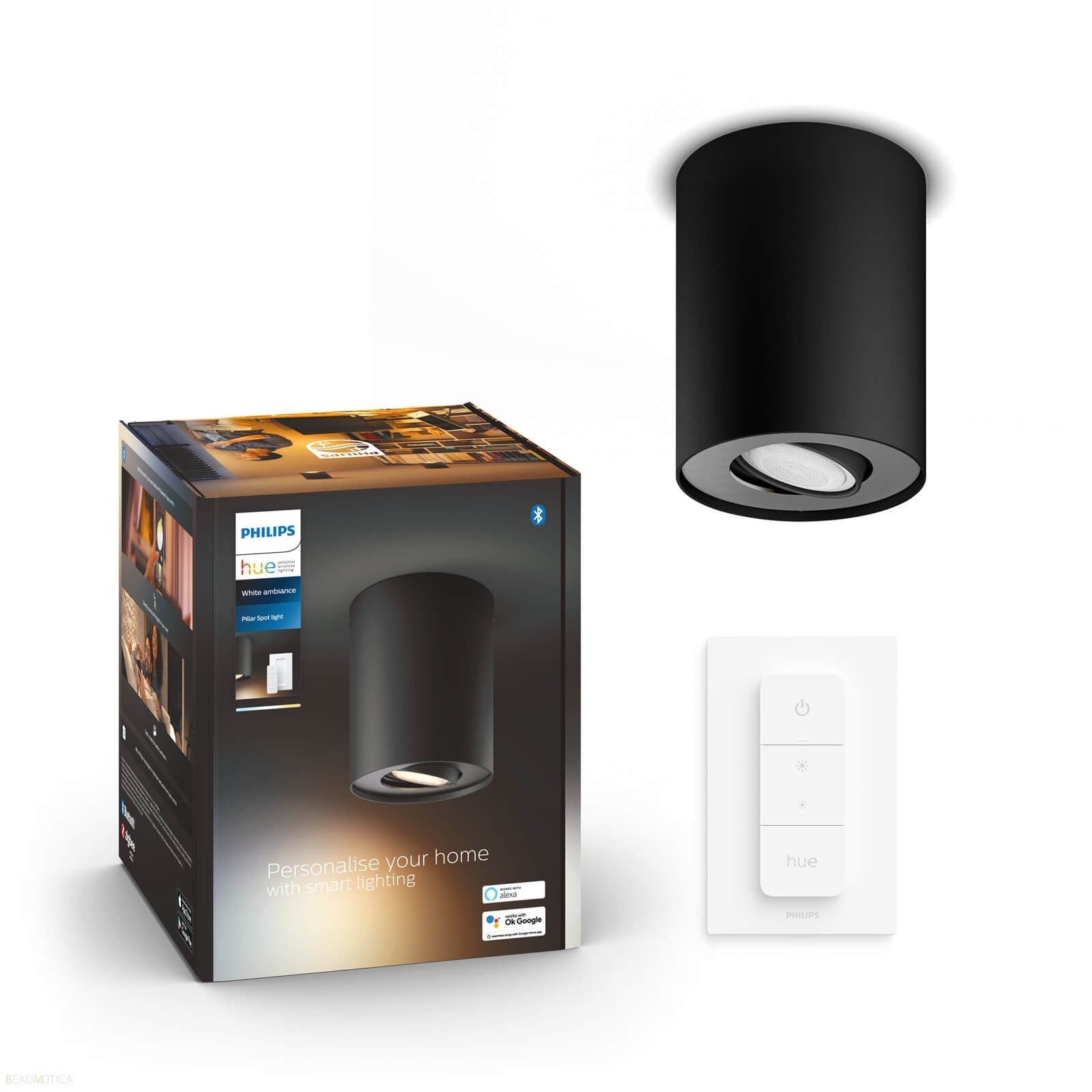 Philips Hue GU10 Pillar Opbouwspot Single Zwart