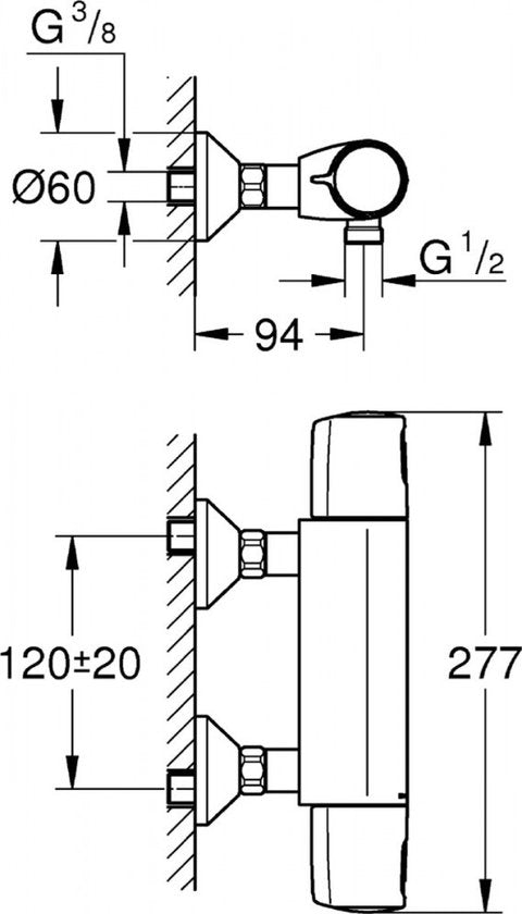 GROHE Precision Trend New Thermostatische Douchekraan - 12 cm