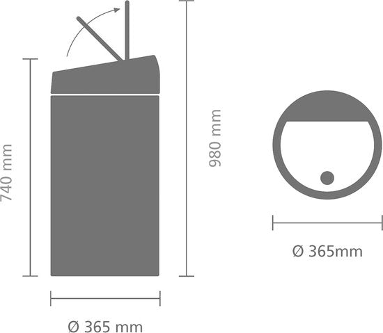 Brabantia Touch Bin Prullenbak Afvalscheiding - 2 x 20 liter - Platinum met Fingerprint Proof deksel