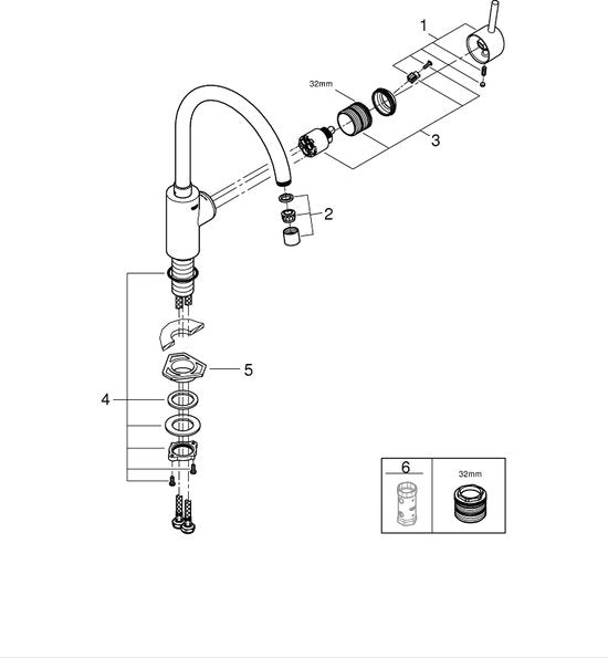 Grohe Keukenmengkraan Feel Chroom