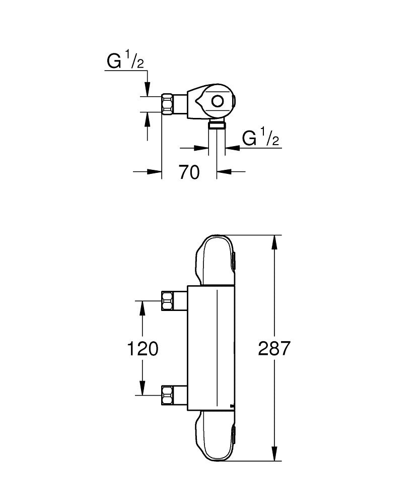 Grohe Grohtherm 1000 douchethermostaat hartafstand=12cm zonder koppelingen chroom