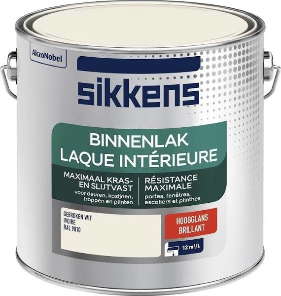 Sikkens binnenlak hoogglans RAL 9010 2,5L